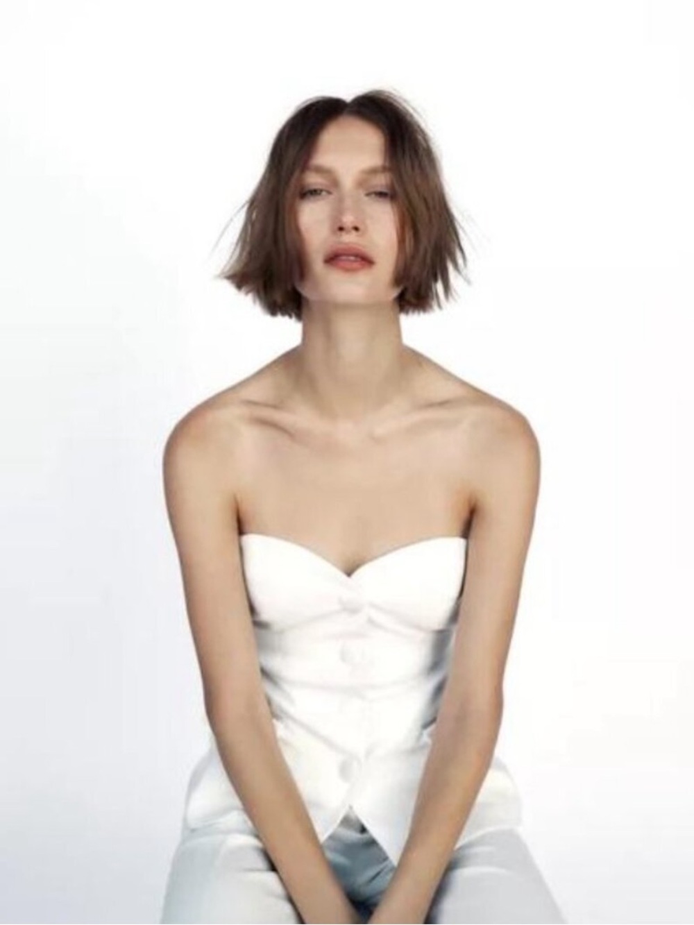 Zara Strapless White Bustier Top Dress